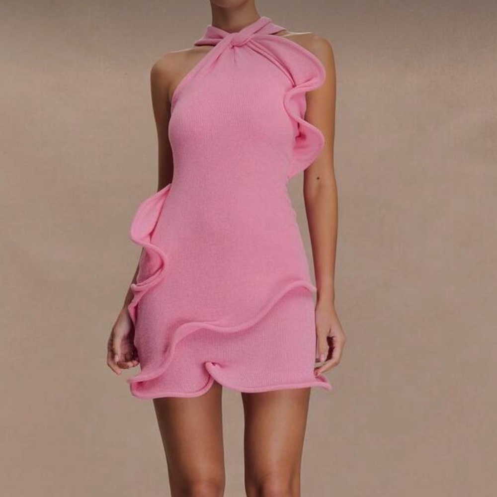 Pink Ruffle Mini Dress wedding beach crochet